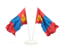 Mongolia. Two waving flags. Download icon.