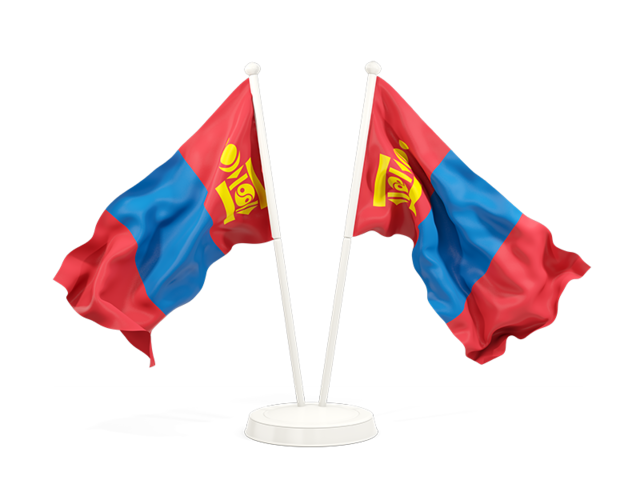 Two waving flags. Download flag icon of Mongolia at PNG format