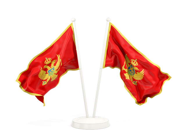 Two waving flags. Download flag icon of Montenegro at PNG format