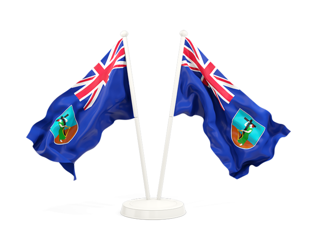 Two waving flags. Download flag icon of Montserrat at PNG format