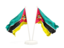 Mozambique. Two waving flags. Download icon.