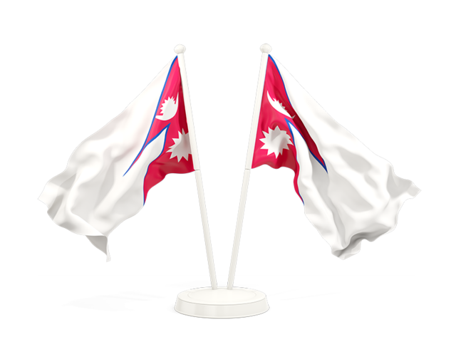 Two waving flags. Download flag icon of Nepal at PNG format