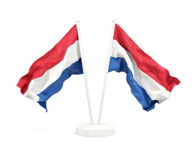 Two waving flags. Download flag icon of Netherlands at PNG format