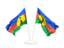 New Caledonia. Two waving flags. Download icon.