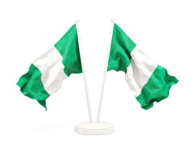 Two waving flags. Download flag icon of Nigeria at PNG format