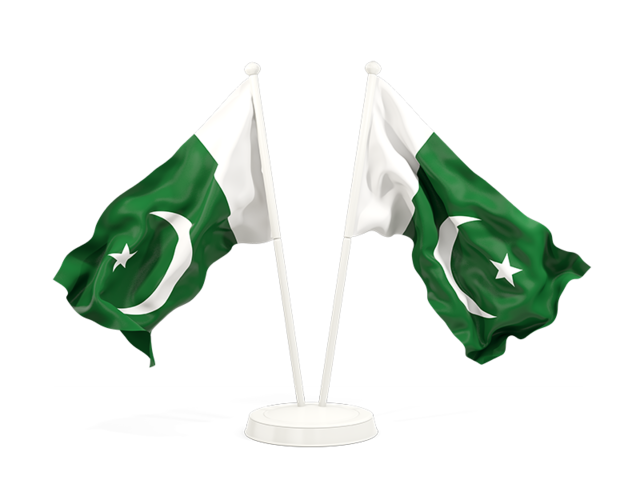 Два развевающихся флага. Скачать флаг. Пакистан