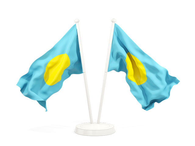 Two waving flags. Download flag icon of Palau at PNG format