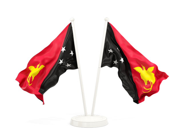 Two waving flags. Download flag icon of Papua New Guinea at PNG format