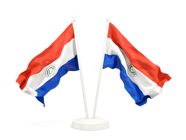 Two waving flags. Download flag icon of Paraguay at PNG format