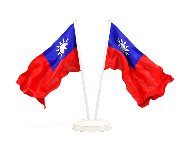 Two waving flags. Download flag icon of Taiwan at PNG format