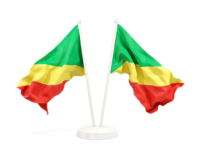 Two waving flags. Download flag icon of Republic of the Congo at PNG format