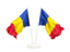 Romania. Two waving flags. Download icon.