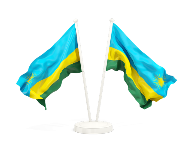 Два развевающихся флага. Скачать флаг. Руанда