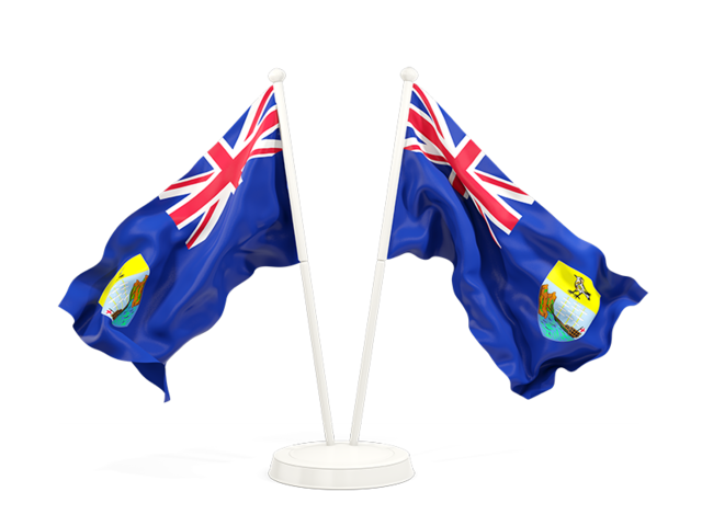 Two waving flags. Download flag icon of Saint Helena at PNG format