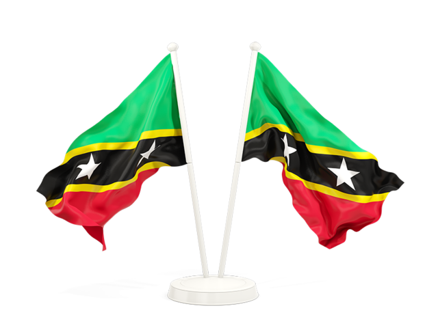 Two waving flags. Download flag icon of Saint Kitts and Nevis at PNG format