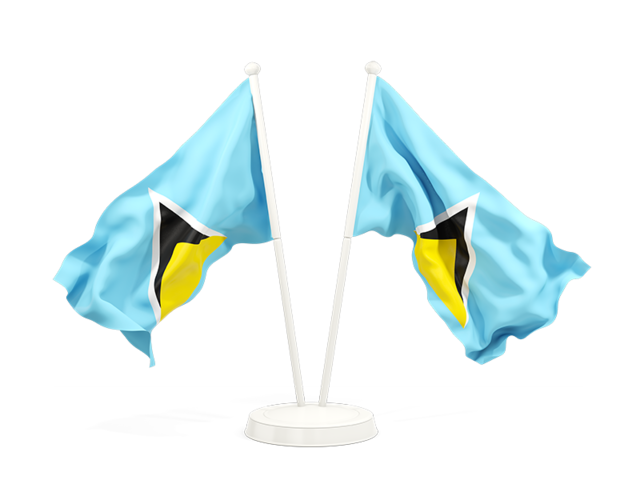 Two waving flags. Download flag icon of Saint Lucia at PNG format