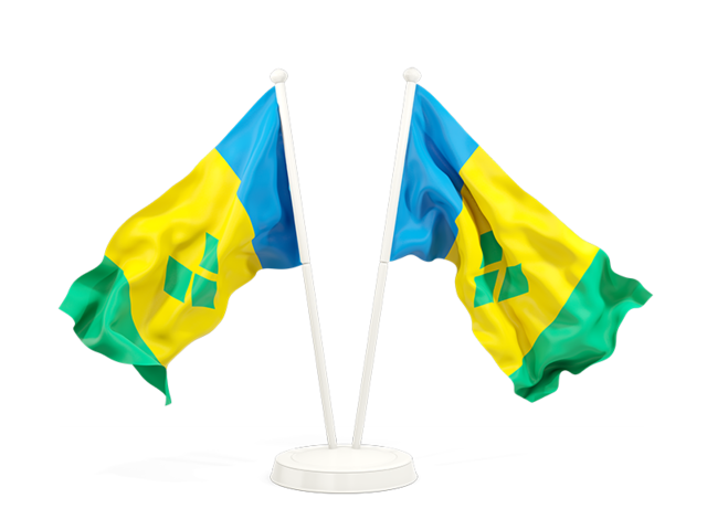 Two waving flags. Download flag icon of Saint Vincent and the Grenadines at PNG format