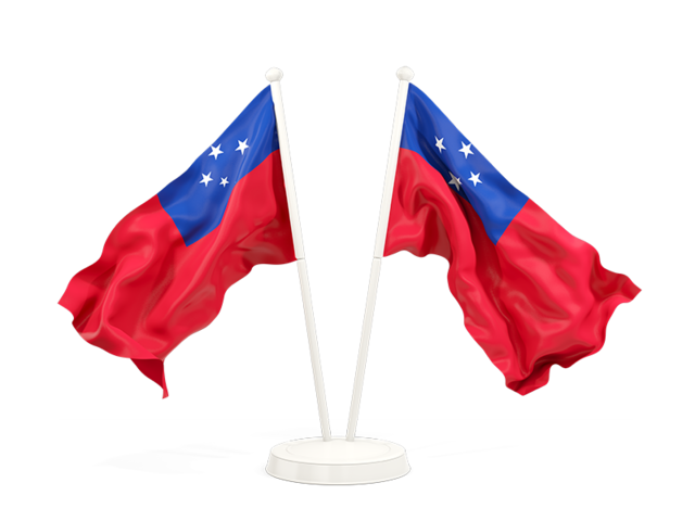 Two waving flags. Download flag icon of Samoa at PNG format