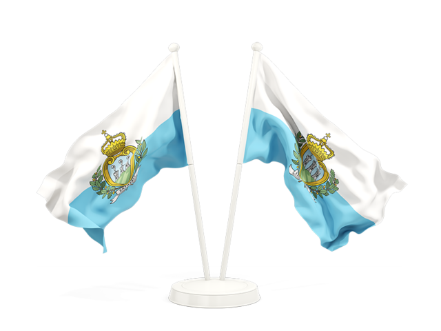 Two waving flags. Download flag icon of San Marino at PNG format