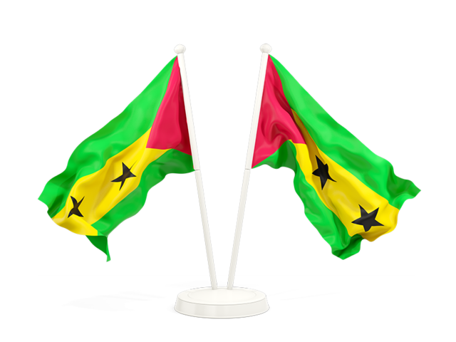 Two waving flags. Download flag icon of Sao Tome and Principe at PNG format
