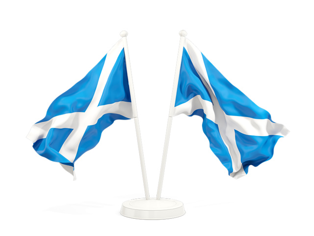 Два развевающихся флага. Скачать флаг. Шотландия