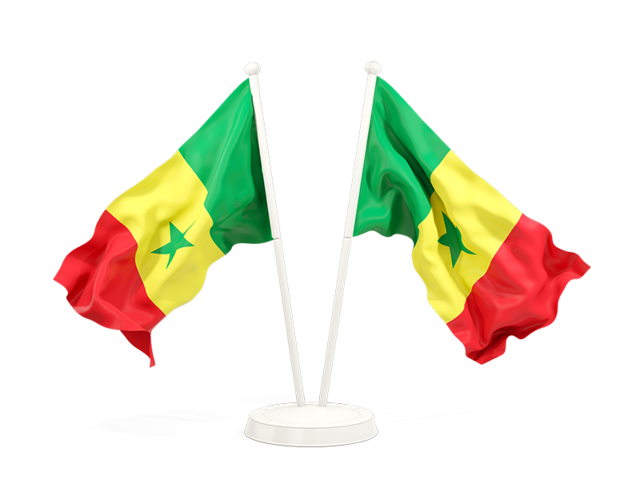 Два развевающихся флага. Скачать флаг. Сенегал