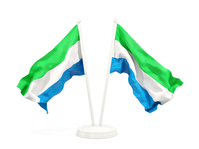 Two waving flags. Download flag icon of Sierra Leone at PNG format