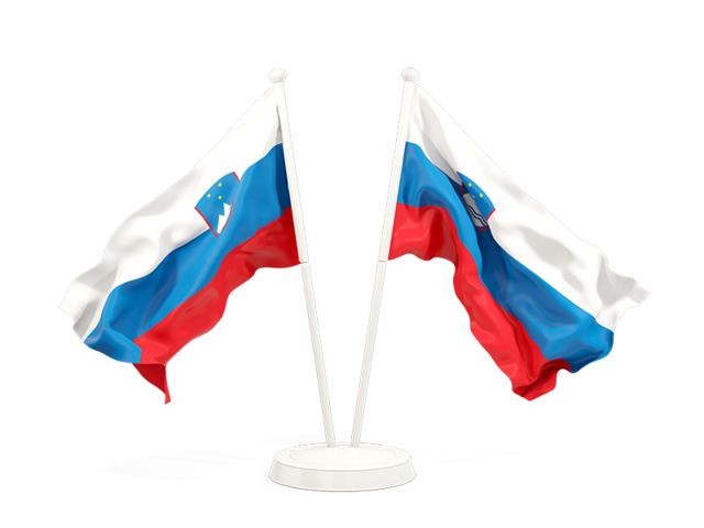 Two waving flags. Download flag icon of Slovenia at PNG format
