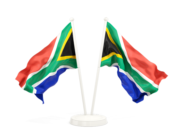 Two waving flags. Download flag icon of South Africa at PNG format