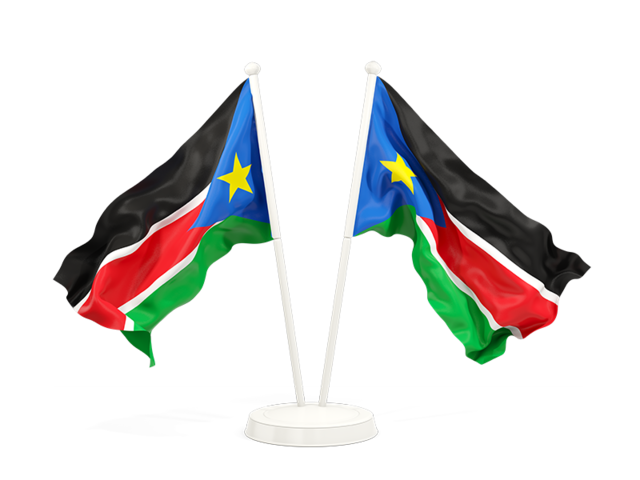 Two waving flags. Download flag icon of South Sudan at PNG format