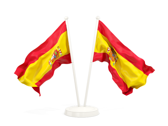 Two waving flags. Download flag icon of Spain at PNG format