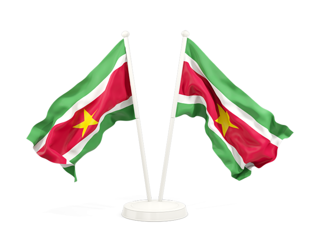 Two waving flags. Download flag icon of Suriname at PNG format