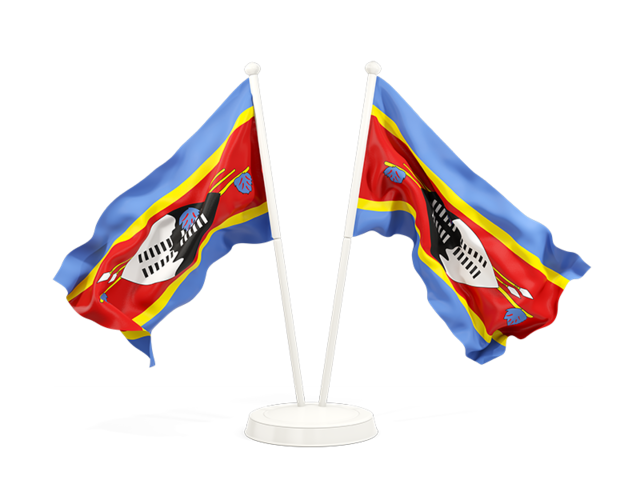 Two waving flags. Download flag icon of Swaziland at PNG format
