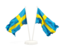 Sweden. Two waving flags. Download icon.