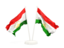 Tajikistan. Two waving flags. Download icon.