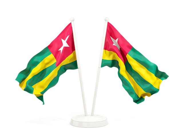 Two waving flags. Download flag icon of Togo at PNG format