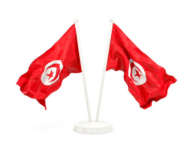 Two waving flags. Download flag icon of Tunisia at PNG format