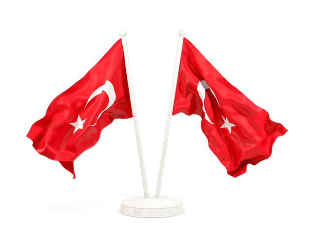 Two waving flags. Download flag icon of Turkey at PNG format