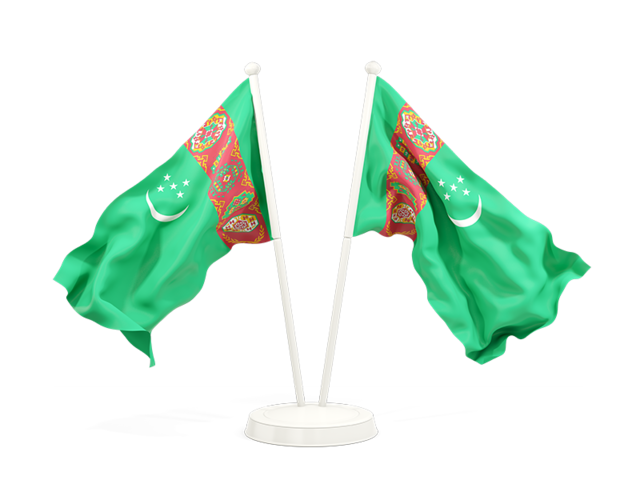Two waving flags. Download flag icon of Turkmenistan at PNG format