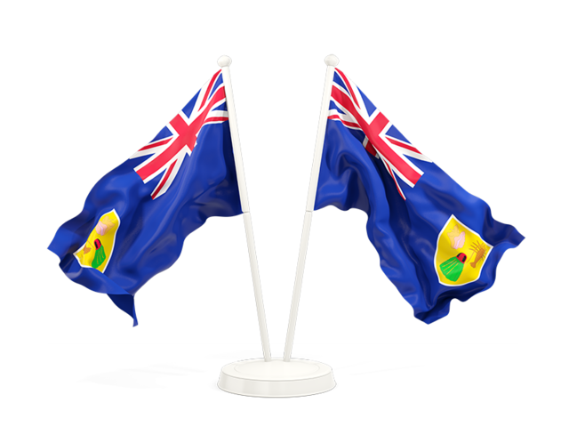 Two waving flags. Download flag icon of Turks and Caicos Islands at PNG format