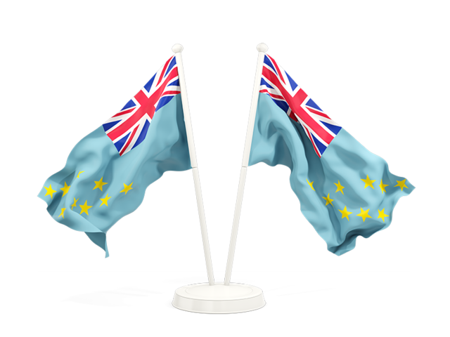 Two waving flags. Download flag icon of Tuvalu at PNG format