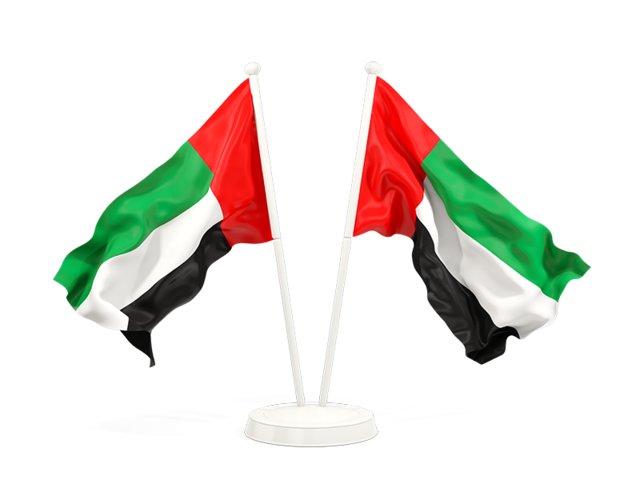 Two waving flags. Download flag icon of United Arab Emirates at PNG format