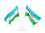 Uzbekistan. Two waving flags. Download icon.