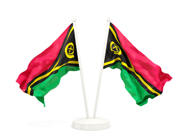Two waving flags. Download flag icon of Vanuatu at PNG format