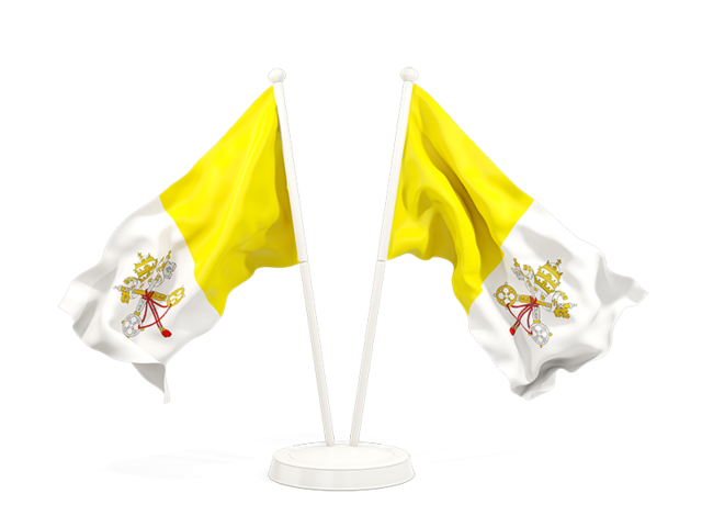 Two waving flags. Download flag icon of Vatican City at PNG format