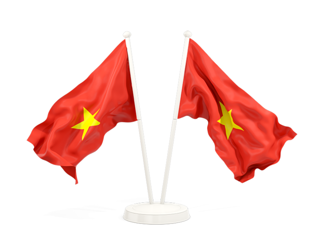 Two waving flags. Download flag icon of Vietnam at PNG format