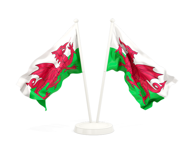 Two waving flags. Download flag icon of Wales at PNG format