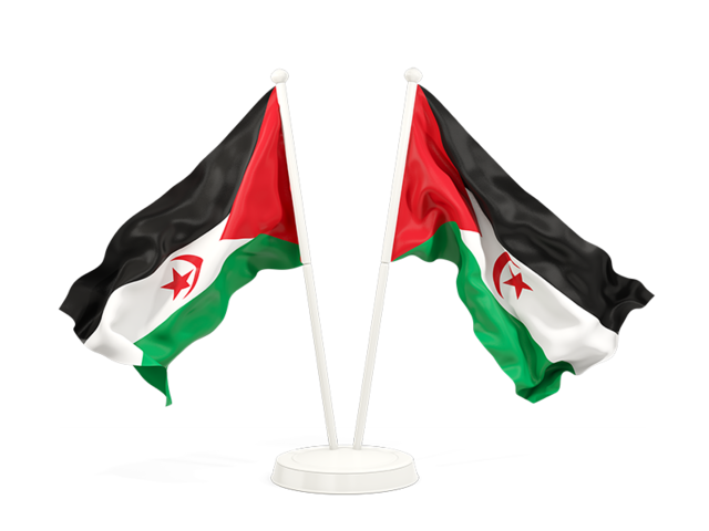 Two waving flags. Download flag icon of Western Sahara at PNG format