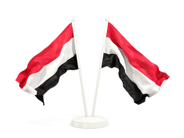Два развевающихся флага. Скачать флаг. Йемен
