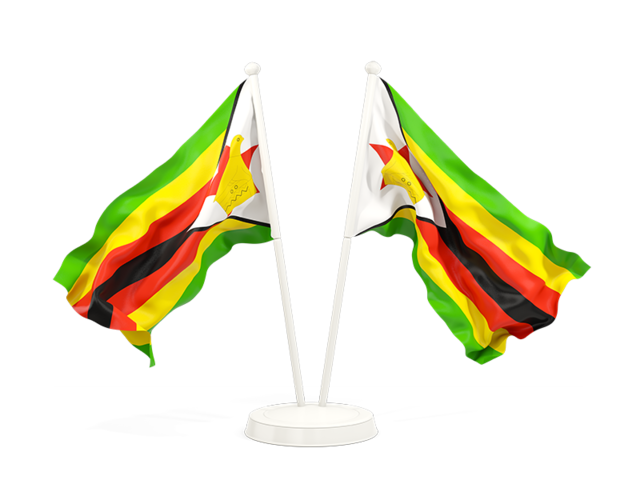 Два развевающихся флага. Скачать флаг. Зимбабве